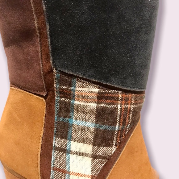 MUK LUKS Women’s Nola High Heel Suede Boots /Plaid detailing size 6 - Picture 7 of 8